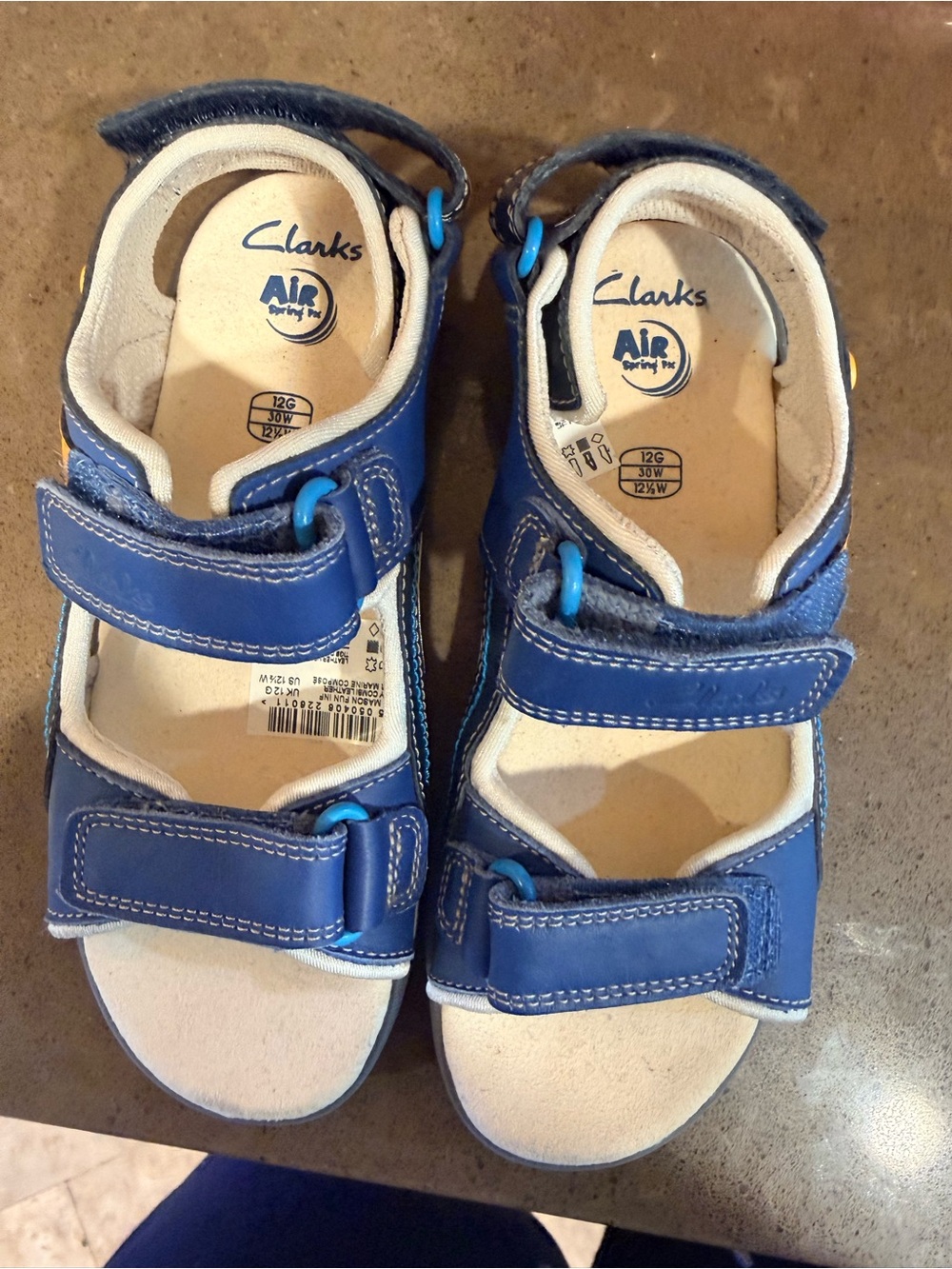 Clarks Kids Navy Blue Double-Strap Velcro Sandals